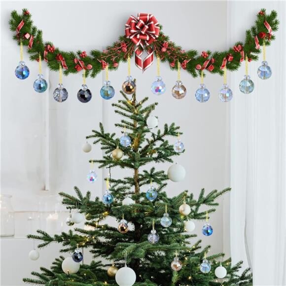 12 Pcs Multicolor Crystal Glass Christmas Balls Ornaments, 0.87" Mini Colorful - Picture 4 of 7